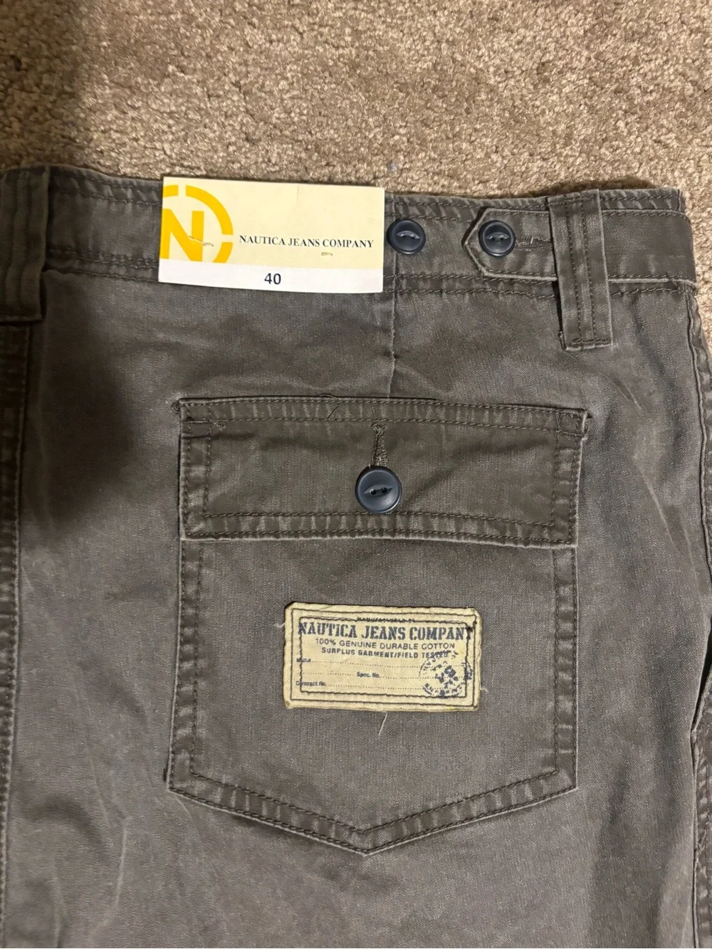 NWT Nautica Jeans Co Cargo Shorts Mens 40W Gray Surplus Field Tested Y2K 2000s